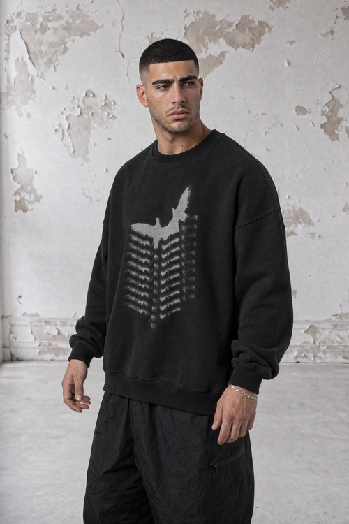 YEMAT Relic Jumper on Mark — half-body three-quarter view