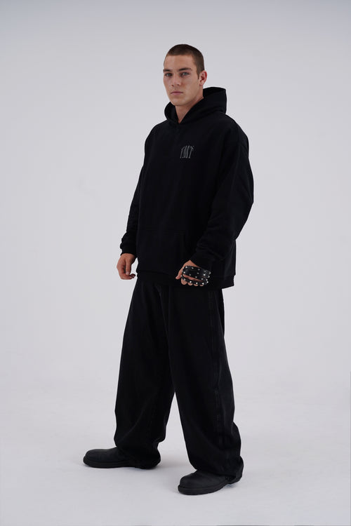 YEMAT Force Hoodie Black on Max — three-quarter view