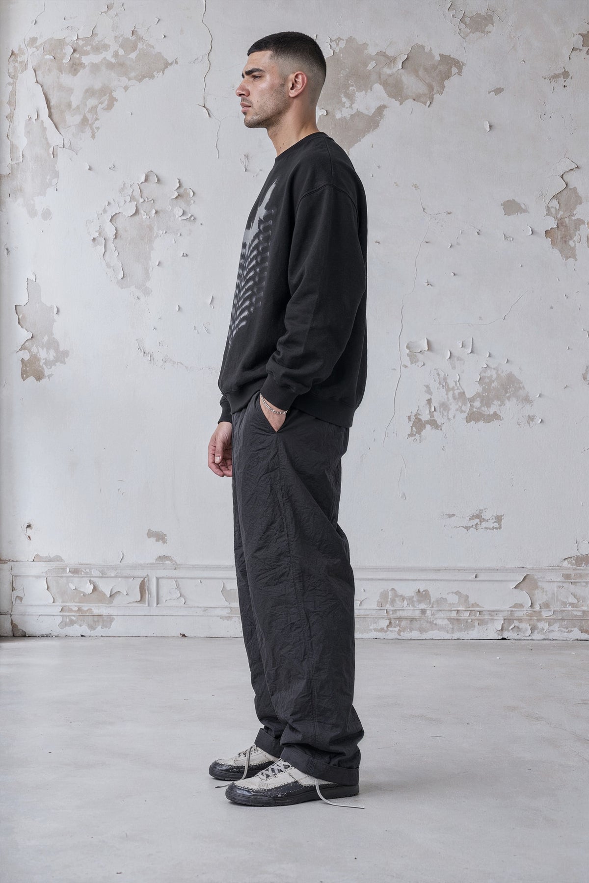 YEMAT Relic Jumper black — full side profile, high-resolution master