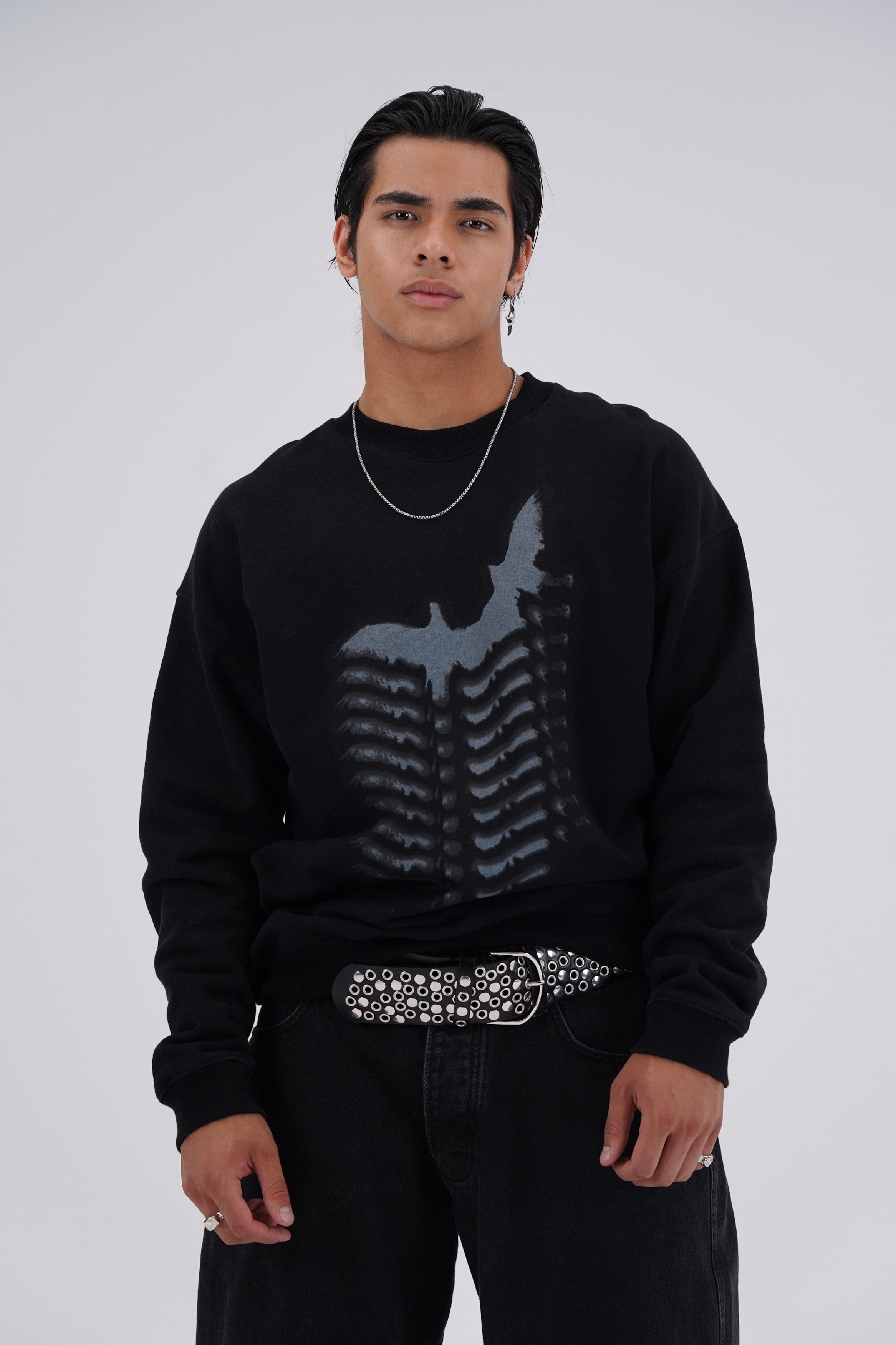 Yemat Echo Slava Jumper male front bird graphic close view 450 GSM heavyweight organic cotton luxury streetwear