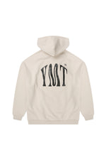 Yemat Force Beige Hoodie flat lay back YMT suction print 450 GSM organic cotton made in Portugal