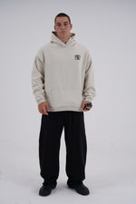 Yemat Force Beige Hoodie male front full view oversized fit 450 GSM organic cotton luxury streetwear