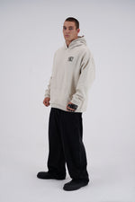 YEMAT Force Hoodie Beige on Max — three-quarter view