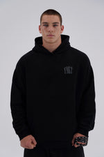 Yemat Force Black Hoodie male front view YMT logo 450 GSM organic cotton luxury streetwear Australia