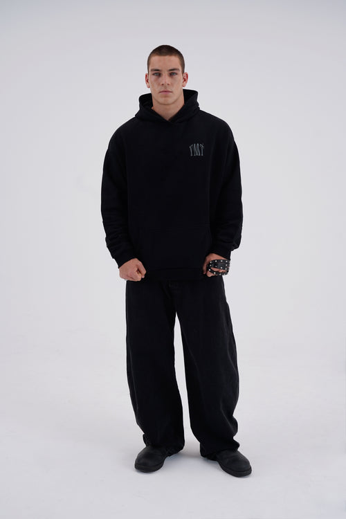 YEMAT Force Hoodie Black on Max — full front