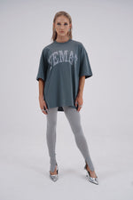 Yemat Fracture Edge Classic Tee female front full view YEMAT print 240 GSM organic cotton luxury streetwear Australia