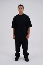 Yemat Velvet Icon Black Tee male front full view oversized fit 240 GSM organic cotton streetwear Australia