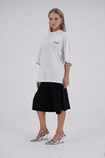 Yemat Velvet Icon White Tee female side view 240 GSM organic cotton luxury streetwear Australia
