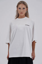 Yemat Velvet Icon White Tee female front oversized unisex fit 240 GSM organic cotton luxury streetwear