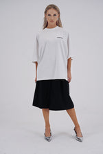 Yemat Velvet Icon White Tee female side view 240 GSM organic cotton luxury streetwear Australia