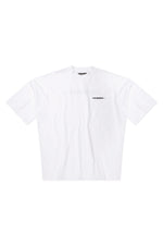 Yemat Velvet Icon White Tee flat lay front velvet logo 240 GSM organic cotton luxury streetwear