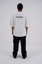 Yemat Velvet Icon White Tee male back view velvet logo 240 GSM organic cotton streetwear Australia