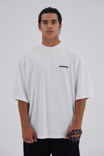 Yemat Velvet Icon White Tee male front facing oversized fit 240 GSM organic cotton luxury streetwear