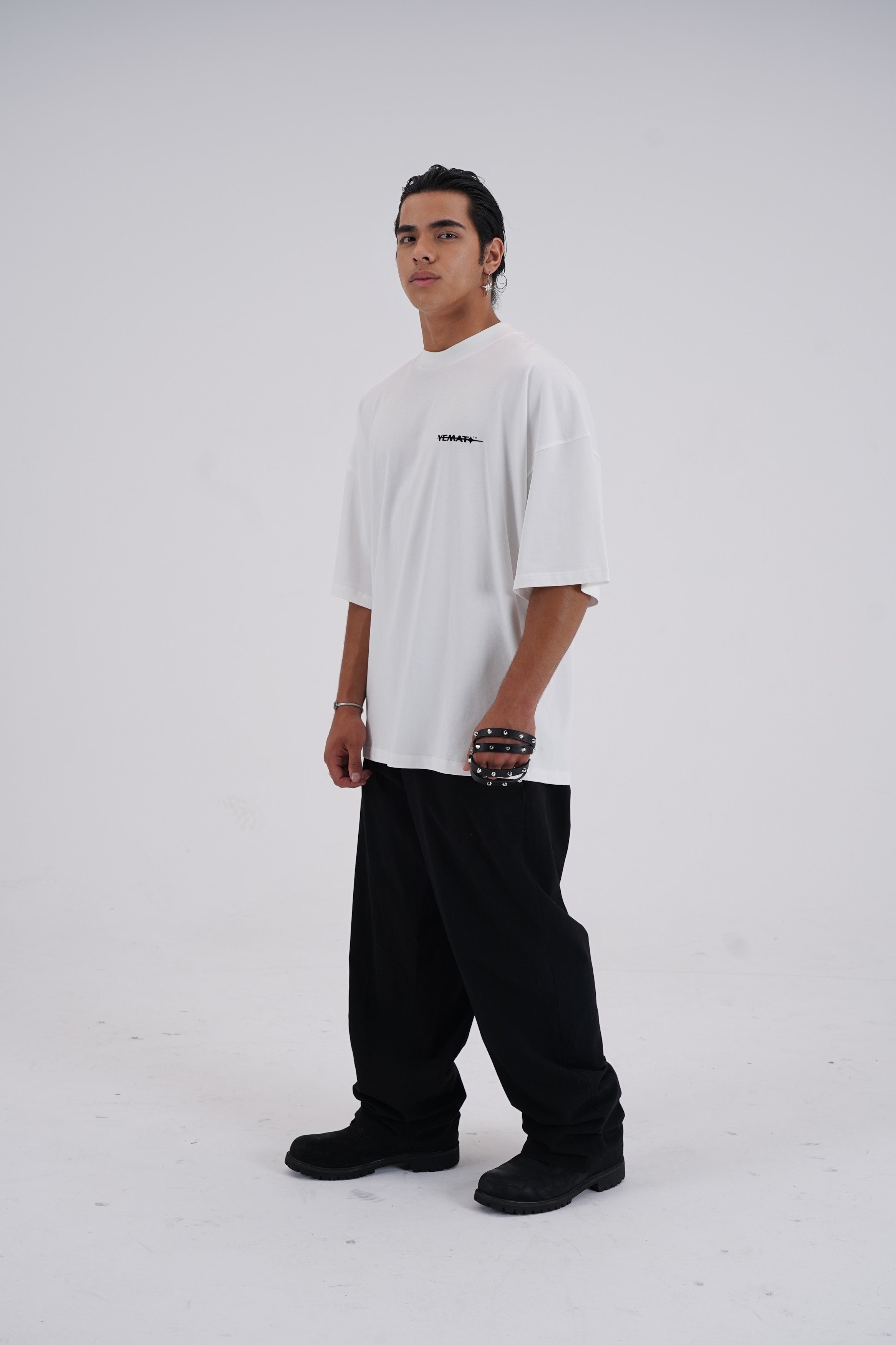 Yemat Velvet Icon White Tee male front full view 240 GSM organic cotton luxury streetwear Australia