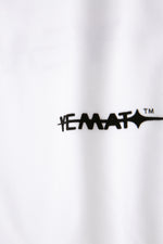 Yemat Velvet Icon White Tee velvet logo close up raised detail 240 GSM organic cotton luxury streetwear